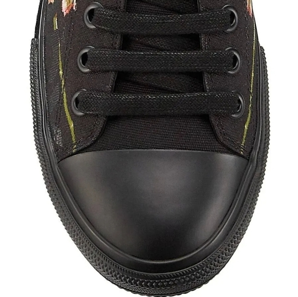 Burberry Unisex Larkhall Rose-Print Canvas Sneakers - Black NWT Size 12 - Picture 6 of 11